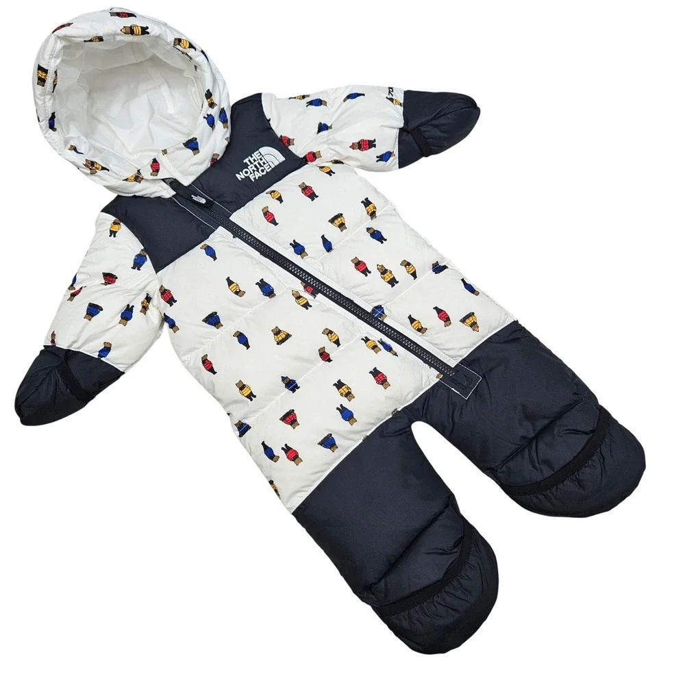 The North Face Bunting Infant 3-6M White Bear Print 700 Down Nuptse Snowsuit